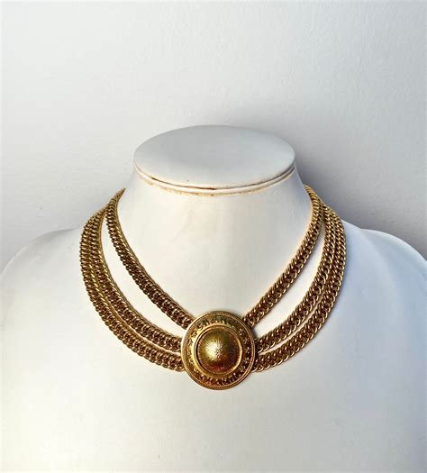 1980's chanel gold tone cc necklace|Chanel 1980s Gold Necklace .